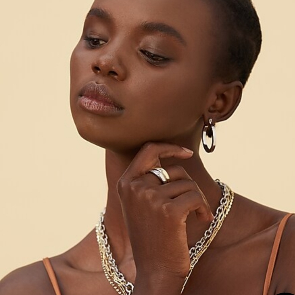 Express Luv AJ Silver Hoop Earrings